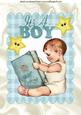 Vintage Baby Boy Reading a Book with Stars A4