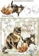 Cute Vintage Cats & Kittens in Floral Frame 8x8