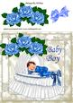 Sleeping Baby Boy with Blue Roses 8x8