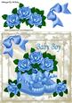 Baby Boy Bootees with Blue Roses in Floral Frame 8x8