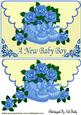 Baby Boy Bootees and Roses on Scalloped Envelope