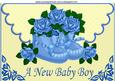 Baby Boy Bootees and Roses on Scalloped Envelope A4