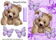 Cuddly Brown Bear with Purple Butterflies