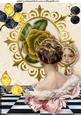 Vintage Lady with Gold Roses in Frame A4