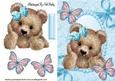 Cuddly Brown Bear with Turq Butterflies