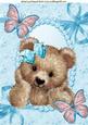 Cuddly Brown Bear with Turq Butterflies A4