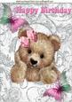 Cuddly Brown Bear in Pink with Butterflies A4