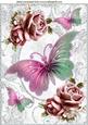 Pink Butterflies Pink Roses in Sparkle Frame A4