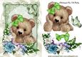 Cuddly Teddy, with Spring Flowers and Butterfly