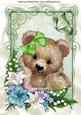 Cuddly Teddy with Spring Flowers and Butterfly A4