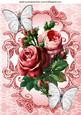 Vintage Roses with Silver Butterflies A4
