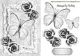 Silver Roses in Frame with Butterfly