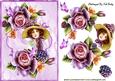 Peach and Lilac Roses with Vintage Lady