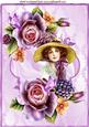 Peach and Lilac Roses with Vintage Lady A4