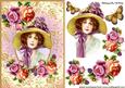 Vintage Lady in Bonnet in Summer Roses