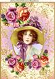 Vintage Lady in Bonnet in Summer Roses A4