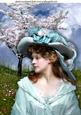 Vintage Lady in Bonnet with Blossoms A4