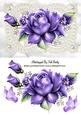 Purple Roses on Vintage Lace with Butterflies and Pearls