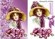 Pretty Lady with Pink Roses in a Flower Bonnet