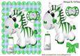 Little Zebra in Green with Babies Bottle