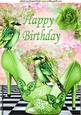 Pretty Green Shoes with Green Birds A4