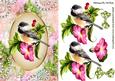Little Bird on a Branch with Flowers