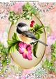Little Bird on a Branch with Flowers A4