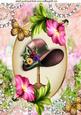 Ladies Hat on a Stand with Pretty Flowers A4