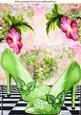 Pretty Green Sparkle Shoes with Flowers A4