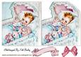 Vintage Baby Girl in Crib with Bunny