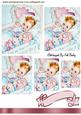 Vintage Baby Girl in Crib with Bunny Pyramids