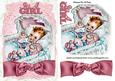 Vintage Baby Girl in Crib with Bunny & Bow