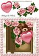 Cute Birthday Puppy in Letter Box with Roses 8x8