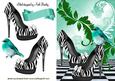Elegant Stripe Shoes with Pretty Bird