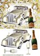 Wedding Car with Gold Bells and Champagne