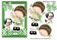 Little Girl with Puppy with Green Gingham Bow