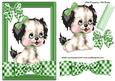 Cutie Puppy on Green Ginham Bow