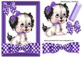 Cutie Puppy on Purple Gingham Bow