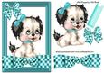 Cutie Puppy on Turq Gingham Bow
