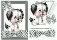 Cutie Puppy on Silver Gingham Bow