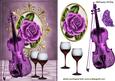 Purple Rose with Violin and Wine