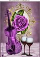 Purple Rose with Violin and Wine A4