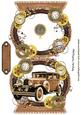 Vintage Car in Steampunk Clock Frame Quick Card