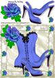Pretty Cornflower Blue Rose & Basque 8x8