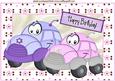 Just Copy Me! Cartoon Lilac & Pink Cars A4