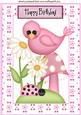 Little Pink Bird in the Garden with Flowers A4
