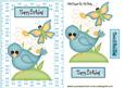 Blue Bird in the Garden with Butterfly