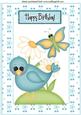Blue Bird in the Garden with Butterfly A4