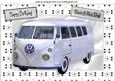White Volkswagen Vw in Silver Floral Frame A4