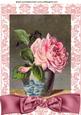 Pink Rose in a Vase with Bow A4